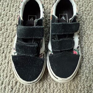 Vans Black and Floral Kids Sneakers
